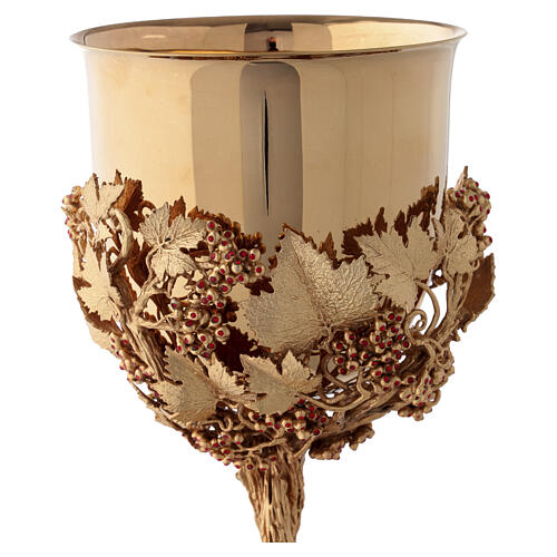 Chalice, ciborium and paten, grape-cluster model with crystals, 18K gold-plated, Pical Arte 3
