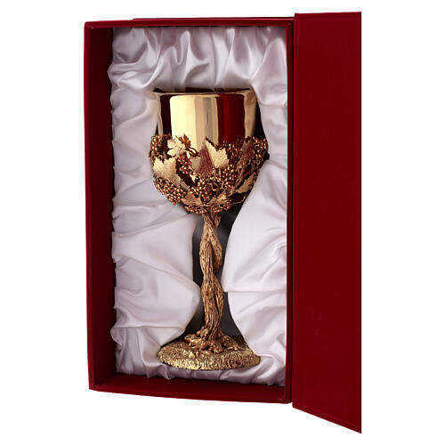 Chalice, ciborium and paten, grape-cluster model with crystals, 18K gold-plated, Pical Arte 15