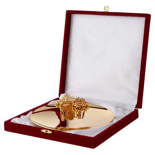 Chalice, ciborium and paten, grape-cluster model with crystals, 18K gold-plated, Pical Arte 17