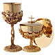 Chalice, ciborium and paten, grape-cluster model with crystals, 18K gold-plated, Pical Arte s1