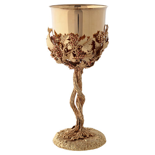 Calice, ciboire et patène modèle grappe de raisin avec cristaux galvanisation or 18K Pical Arte 2