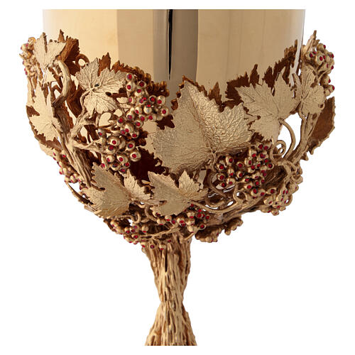Calice, ciboire et patène modèle grappe de raisin avec cristaux galvanisation or 18K Pical Arte 7