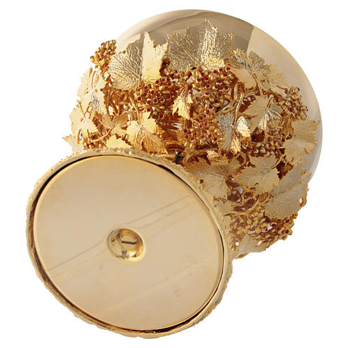 Calice, ciboire et patène modèle grappe de raisin avec cristaux galvanisation or 18K Pical Arte 11