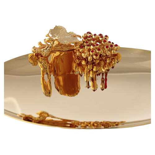Calice, ciboire et patène modèle grappe de raisin avec cristaux galvanisation or 18K Pical Arte 13