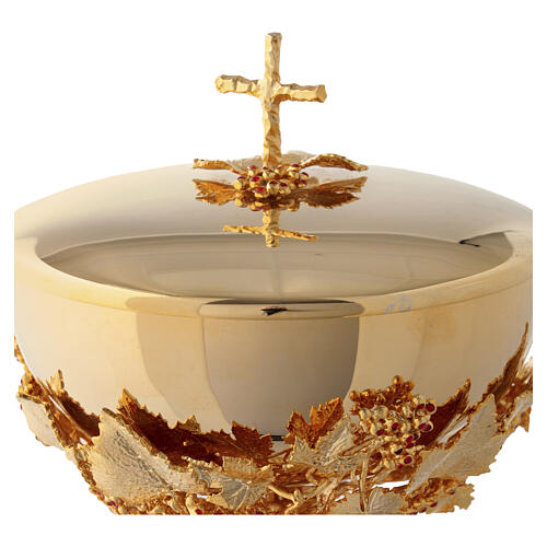 Chalice, Ciborium and Paten Grape Bunch Model with Crystals, 18K Gold Plated, Pical Arte 5