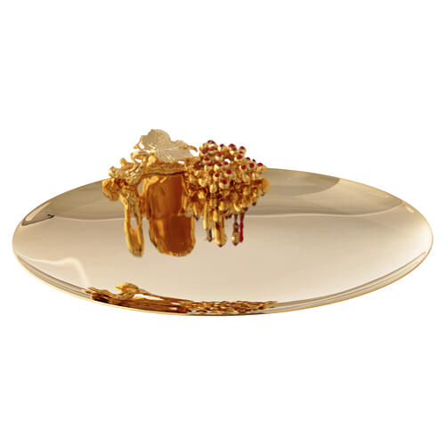 Chalice, Ciborium and Paten Grape Bunch Model with Crystals, 18K Gold Plated, Pical Arte 12