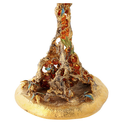 Alveolo chalice, ciborium and paten with bees, 18 kt gold-plated brass, Pical Arte 9