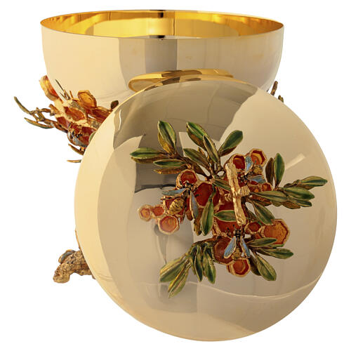 Alveolo chalice, ciborium and paten with bees, 18 kt gold-plated brass, Pical Arte 10