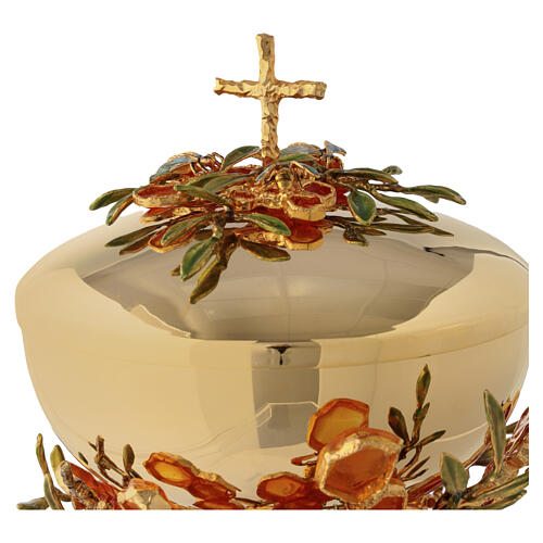 Alveolo chalice, ciborium and paten with bees, 18 kt gold-plated brass, Pical Arte 12