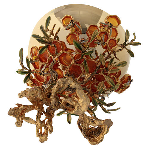 Alveolo chalice, ciborium and paten with bees, 18 kt gold-plated brass, Pical Arte 19