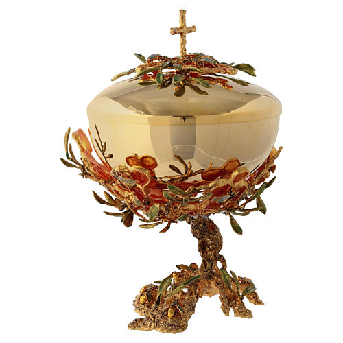Chalice, ciborium and paten with bees, 18 kt gold-plated brass Alveolo model, Pical Arte 16