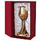 Chalice, ciborium and paten with bees, 18 kt gold-plated brass Alveolo model, Pical Arte s21