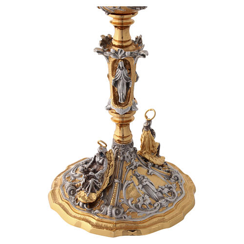 Bicolour chalice and ciborium in gold and silver with Saints and Theological Virtues 14