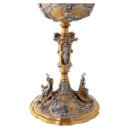 Bicolour chalice and ciborium in gold and silver with Saints and Theological Virtues 18