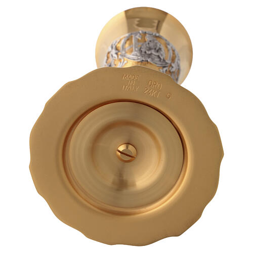 Bicolour chalice and ciborium in gold and silver with Saints and Theological Virtues 21