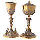 Bicolour chalice and ciborium in gold and silver with Saints and Theological Virtues s1