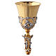 Bicolour chalice and ciborium in gold and silver with Saints and Theological Virtues s7