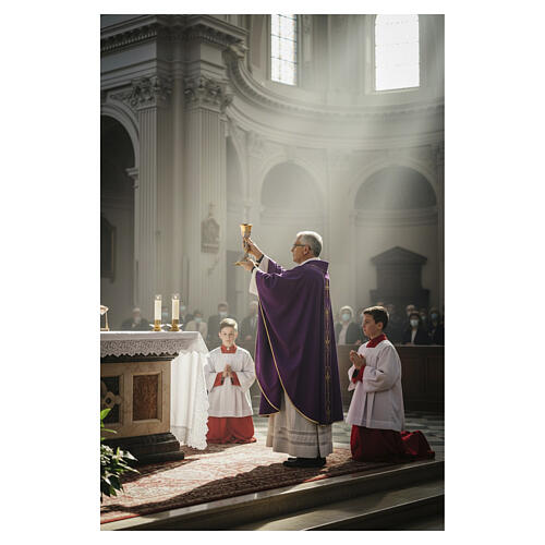 Calice e pisside bicolore oro e argento con Santi e Virtù Teologali  5