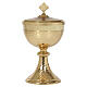 Chalice and ciborium in gold-plated hammered brass with smooth knot s3