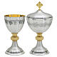Chalice and ciborium, two-tone, engraved ears of wheat and grapes decoration on cups s1