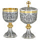 Tassilo Chalice and Ciborium in Silvered Chiseled Brass with Jesus and the Disciples s1