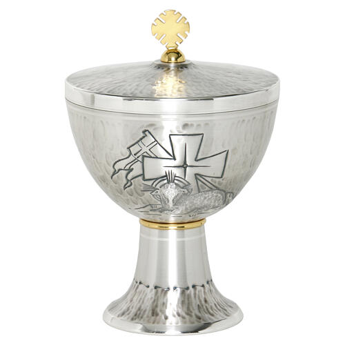 Chalice and Ciborium with Chiseled Paschal Lamb, Silver-Plated Brass 3