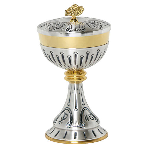 Calice e Pisside coppa piede cesellato PAX e IHS 3