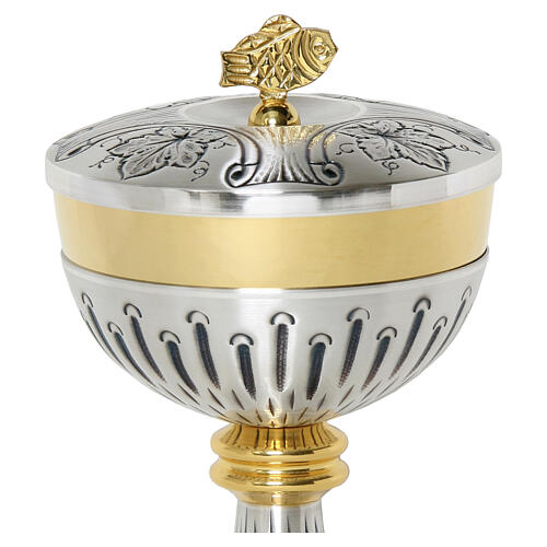 Silver-plated Chalice and Ciborium with Chiseled Decoration on Cup and Base, Gilded Knot 4