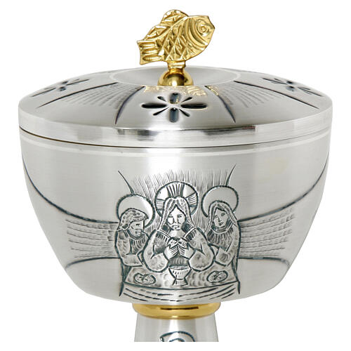 Emmaus Supper Chalice and Ciborium in Silver-Plated Brass 4