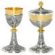 Chalice and ciborium, springs and deer decoration, silver-plated brass s1