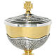 Chalice and ciborium, springs and deer decoration, silver-plated brass s5