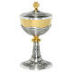 Chalice and ciborium, springs and deer decoration, silver-plated brass s6