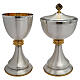 Chalice and ciborium, bicoloured smooth brass with gilded node s1