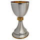 Chalice and ciborium, bicoloured smooth brass with gilded node s2