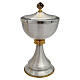 Two-tone smooth brass chalice and ciborium with gilded knot s3