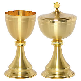Chalice and Ciborium smooth gold-plated brass