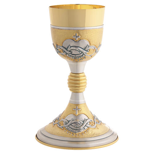 Cáliz bicolor Sagrado Corazón con corona espinas 22 cm 1