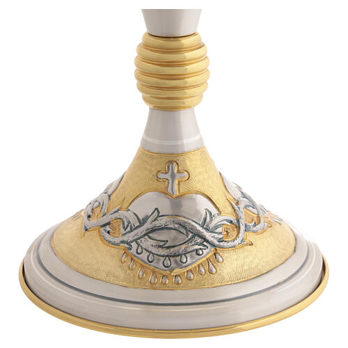 Cáliz bicolor Sagrado Corazón con corona espinas 22 cm 5
