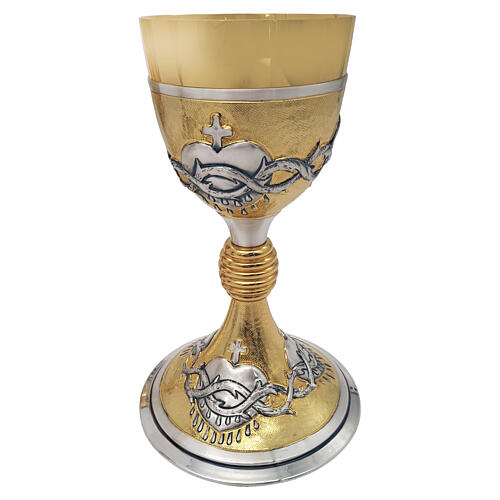 Calice bicolore Sacré-Cœur avec couronne d'épines 22 cm 1