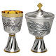 Chalice and Ciborium hand-chased wheat ears and grapes, silver-plated brass s1