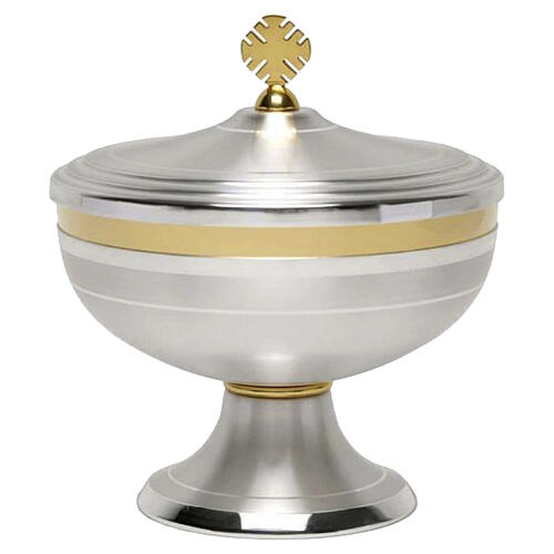 Chalice and ciborium set, smooth design, silver-plated brass 4