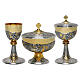 Bicolour chalice and ciboria, hand‑chiseled with grapes and wheat ears s1