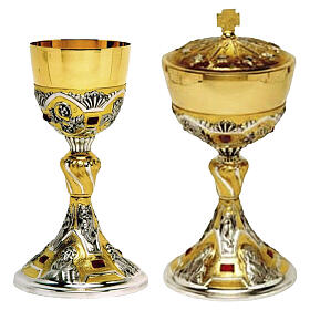 Calice e Pisside elettroformature 4 evangelisti pietre rosse