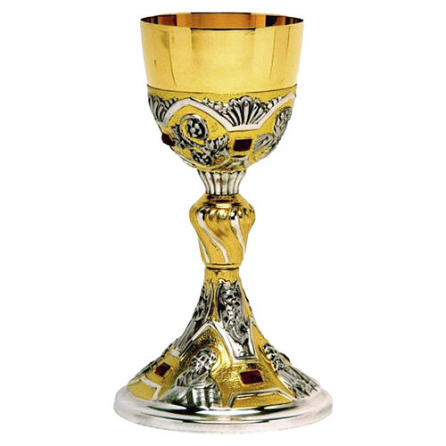 Calice e Pisside elettroformature 4 evangelisti pietre rosse 4