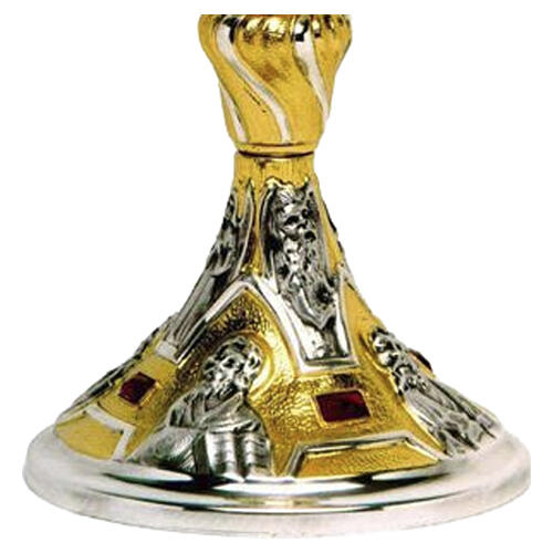 Chalice and Ciborium with electroforming, four evangelists and red stones 3