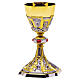 Two-tone chalice and ciborium with Gospel symbol and red stones s3