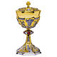 Two-tone chalice and ciborium with Gospel symbol and red stones s6