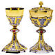 Bicolor Chalice and Ciborium with Gospel Symbol and Red Stones s1