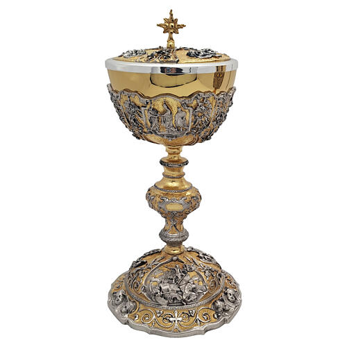 Baroque-style chalice and ciborium with Gospel episodes 6