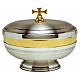 Low ciborium with lid in silver-plated brass and gold-plated interior, satin-finished sub-cup s1